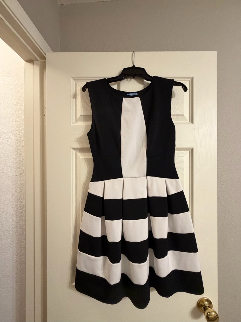 Cynthia Rowley Black and White Striped Fit & Flare Mini Dress